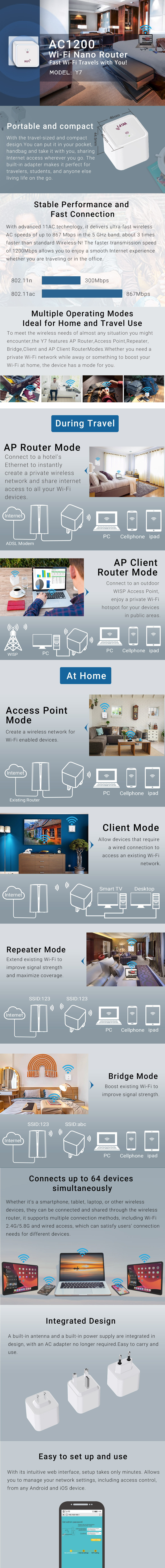 Y7 AC1200 Wi-Fi Nano Router