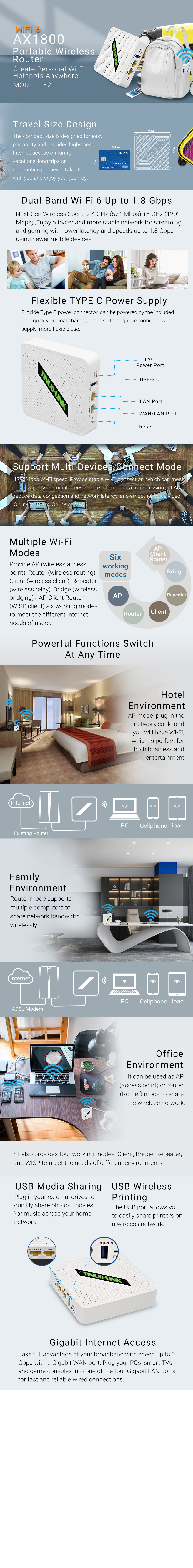 Y2 AX1800 Portable Wireless Router