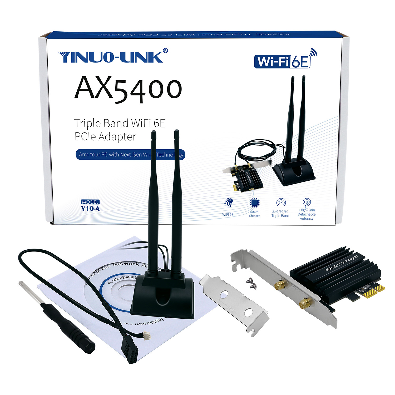 Y10-A AX5400 Triple Band WiFi 6E PCle Adapter