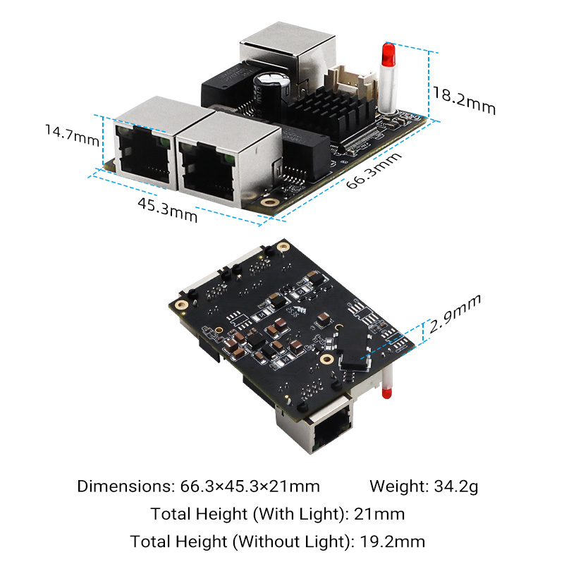 YN-IES103P Industrial 3-Port Gigabit Mini PoE Switch Module