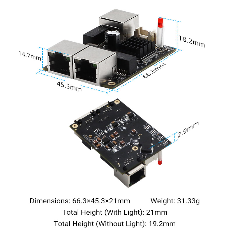 YN-IES103 Industrial 3-Port Gigabit Mini Ethernet Switch Module