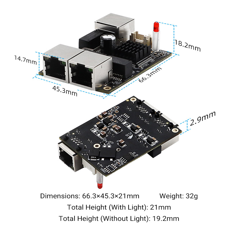 YN-IES203 Industrial 3-Port Gigabit Easy Smart Switch Module