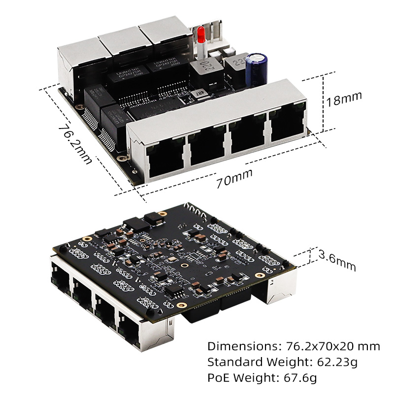 YN-IES107 Industrial 7-Port Gigabit Mini Switch Module