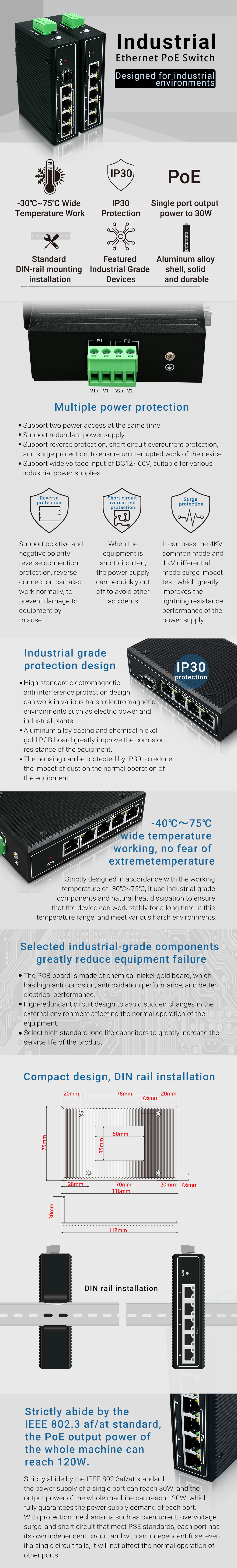 YN-SG105P Industrial Ethernet PoE Switch